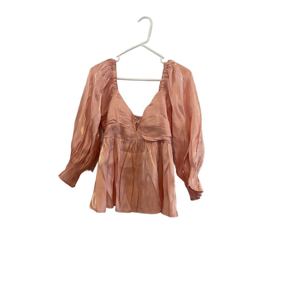 Entro Iridescent Babydoll Top, Blush, Size Large
